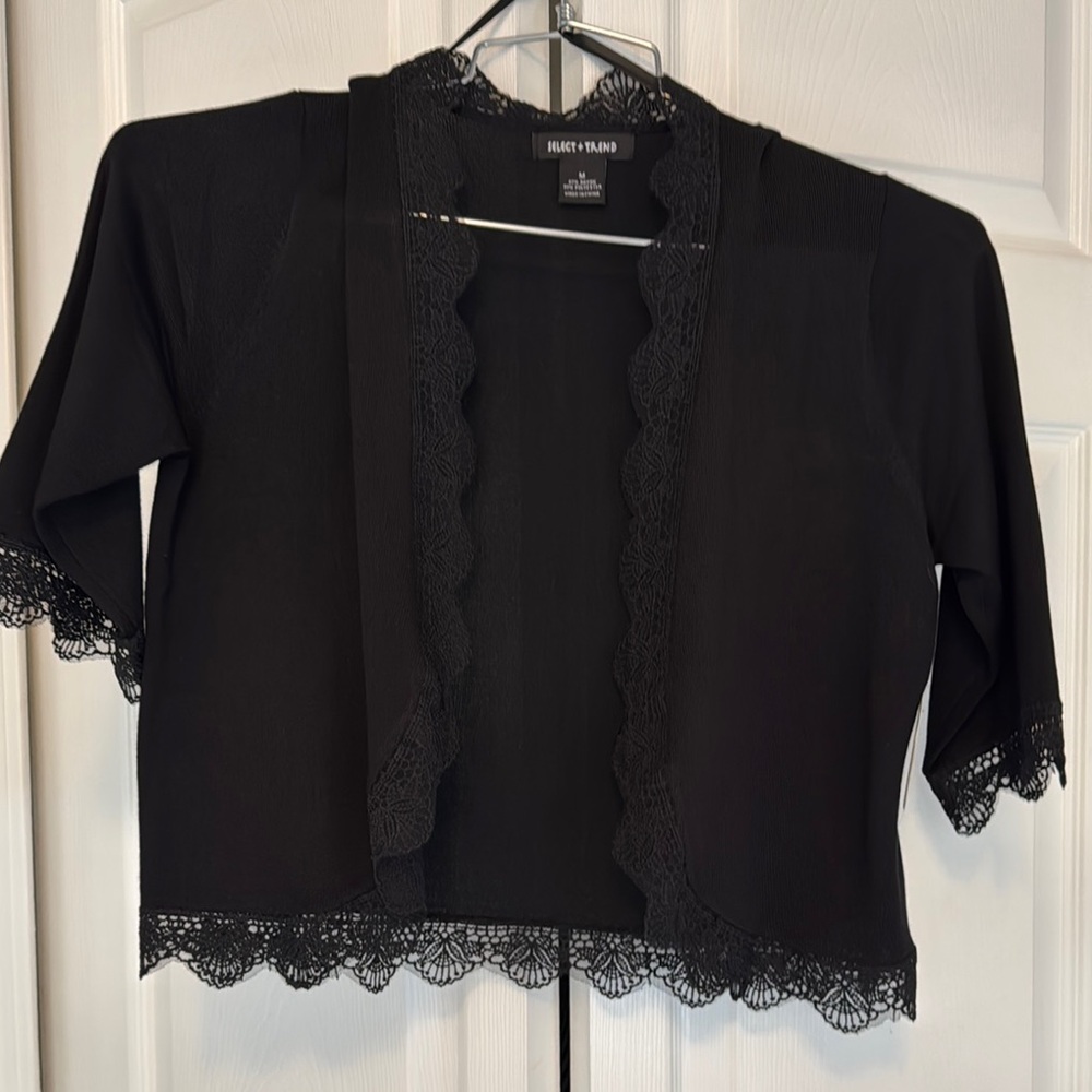 Select & Trend Black 3/4 Sleeve Lace Cardigan